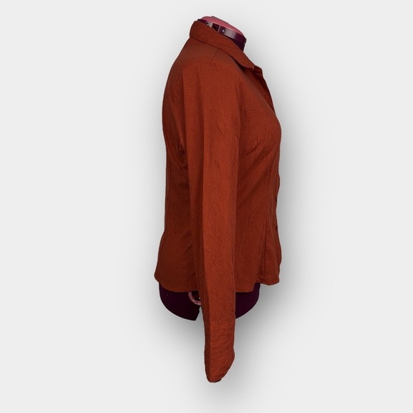 Point Zero Nicole Benisti embroidered crinkle button blouse XL women - Picture 3 of 9